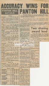 Newspaper clipping, Accuracy wins for Panton Hill and Panton Hill Details, Diamond Valley News, c.1970, 1970c