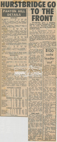 Newspaper clipping, Hurstbridge go to the front and Panton Hill Details, Diamond Valley News, c.1970, 1970c
