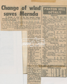 Newspaper clipping, Change of wind saves Mernda and Panton Hill Details, Diamond Valley News, c.1970, 1970c