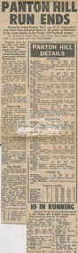 Newspaper clipping, Panton Hill run ends, and Panton Hill Details, Diamond Valley News, 4 August 1970, p43, 1970