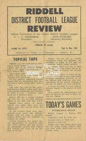 Newsletter, Riddell Review, District Football League, Vol. 5, No. 100, June 10, 1972
