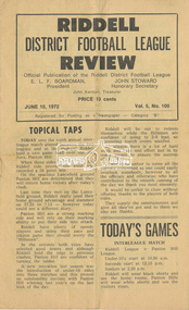 Newsletter, Riddell Review, District Football League, Vol. 5, No. 100, June 10, 1972, 1972