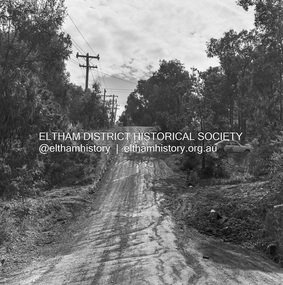Photograph, Michael Wood, Progress Road looking west towards intersection with Ryans Road, Eltham North, 1976, 1976