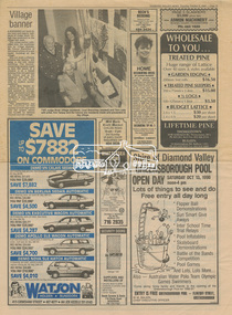 Newspaper clipping, Village Banner, Diamond Valley News, Tuesday, October 9, 1990, p25, 1990