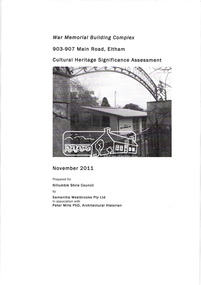 Document, Samantha Westbrooke Pty Ltd et al, War Memorial Building Complex, 903-907 Main Road, Eltham: Cultural Significance Assessment, November 2011