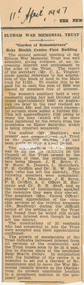 Newspaper clipping, Eltham War Memorial Trust: "Garden of Remembrance"; Baby Health Centre First Building, The News: The Newspaper of the City of Heidelberg and of the Shire of Eltham, 11 April 1947, 1947