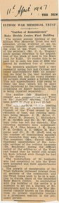 Newspaper article, Eltham War Memorial Trust: "Garden of Remembrance"; Baby Health Centre First Building, The News: The Newspaper of the City of Heidelberg and of the Shire of Eltham, 11 April 1947, 1947