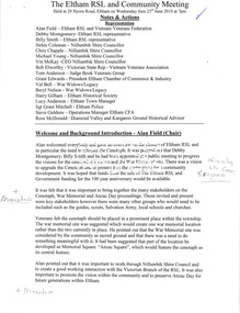 Folder, Material pertaining to closure of Eltham RSL Sub-Branch and relocation of Obelisk memorial, 2010-2011
