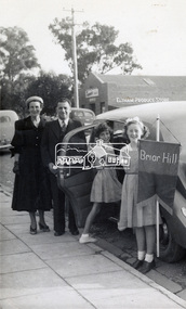 Photograph, Peter Bassett-Smith, Deirdre Squire (right), age 11, representing Briar Hill School Empire Day March held at Eltham, 1953