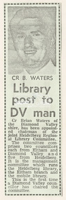 Newspaper Clipping, Library post to DV man, The Heidelberger, February 25, 1970