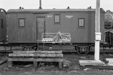 Photograph, Workmens Sleeper Wagon W-311 at Bendigo Railway Station, c.Oct. 1962
