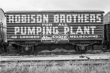 Photograph, Robison Brothers U-Van goods wagon U-996 at Echuca Railway Station yards, c.November 1962, 1962
