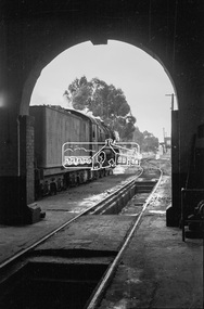 Photograph, R-class steam locomotive R-704 at Echuca Railway Station, August 1963, 1963