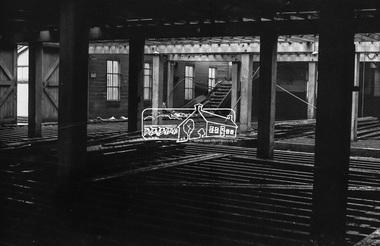 Photograph, Timber salvage during demolition of former warehouses and wool sheds at Victoria Dock, Melbourne, c.May 1974, May 1974