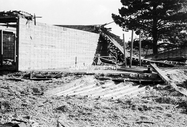 Photograph, Timber salvage during demolition of former Templestowe Cool Store, c.November 1974, November 1974
