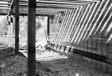 Photograph, Timber salvage during demolition of former Templestowe Cool Store, c.November 1974, November 1974