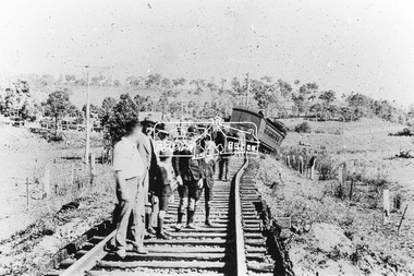 Photograph, Railway accident at Wattle Glen, Friday, March 25th, 1932, 1932