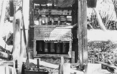Photograph, Fraser & Chalmers LD. Erith England No 110 Stamp Mill for processing gold ore, possibly used at Diamond Creek Gold mine