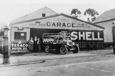 Photograph, C. Stone's Garage, Diamond Creek, c.1928