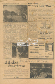 Newspaper clipping, Romantic, charming . . . ''SUNNYBROOK', Diamond Valley Local, 31 March, 1954, p4, 1954