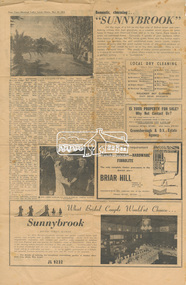 Newspaper clipping, Romantic, charming . . . ''SUNNYBROOK', Diamond Valley Local, 31 March, 1954, p4, 1954