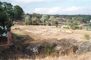 Negative - Photograph, View towards Main Road, Research from Maroondah Aqueduct Trail showing mudbrick manufacture, Research Industrial Estate, 1991