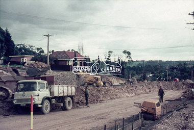 Slide, Looking southwest across to 184 Main Road, Lower Plenty during road widening works, 20 July 1970, 1970