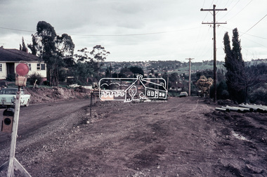 Slide, Looking southwest along Main Road, Lower Plenty near No. 169 during road widening works, 20 July 1970, 1970