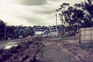 Slide, Looking northeast along Main Road, Lower Plenty near No. 122 during road widening works, 20 July 1970, 1970
