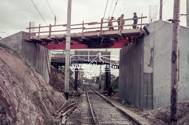 Slide, Sherbourne Road overpass, Briar Hill, Bridge span, c.October 1970, 1970