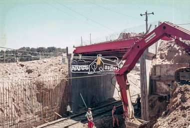 Slide, Sherbourne Road overpass, Briar Hill, Bridge span, c.October 1970, 1970