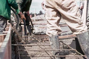 Slide, Sherbourne Road overpass, Briar Hill, Bridge span concrete pour, c.October 1970, 1970
