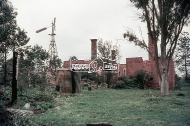 Slide, "Kangaroo Hall" (c.1843-1969), Donaldsons Road, Kangaroo Ground, which was destroyed during the January 8, 1969 bushfire; c.1975, 1975c
