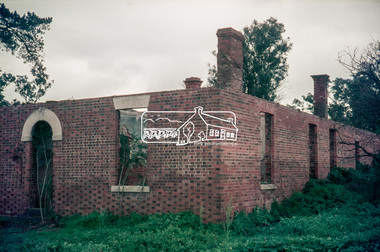 Slide, "Kangaroo Hall" (c.1843-1969), Donaldsons Road, Kangaroo Ground, which was destroyed during the January 8, 1969 bushfire; c.1975, 1975c