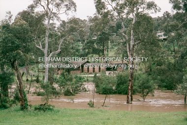 Slide, Floodwater, rear of Antoinette Boulevard from Eltham Lower Park, November 1971, 1971