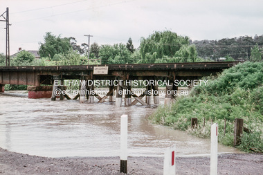 Photograph - Slide, Floodwater, Railway Bridge across Railway Road, Briar Hill, Vic, November 1971