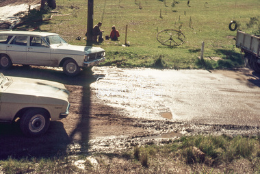 Slide, Southern alignment of Montpelier Drive looking north up Bonds Road, Lower Plenty, 18 July 1972, 1972