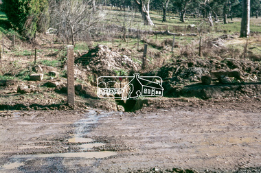 Slide, Looking westerly into Martin's property across Bonds Road, Lower Plenty, 18 July 1972, 1972