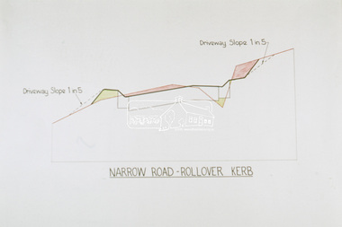 Slide, Cross Section, Narrow Road with Rollover Kerb; Shire of Eltham, c.1972, 1972