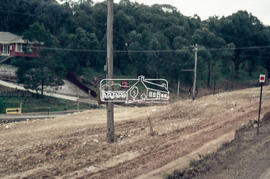 Slide, Looking north along Bolton Street to intersection with Cressy Street on left and Thornton Street on right, Eltham, 18 July 1972, 1972