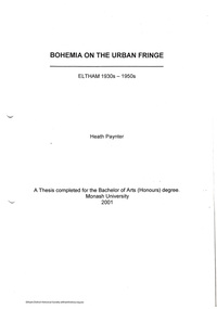 Folder, Bohemia on the urban fringe: Eltham 1930s-1950s by Heath Paynter, 2001