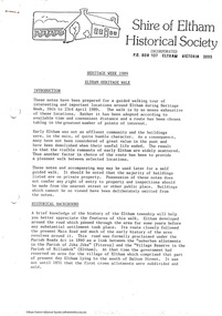 Folder, Eltham Heritage Walks, 2006