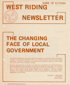 Newspaper - Folder, Shire of Eltham, West Riding Newsletter, 1978