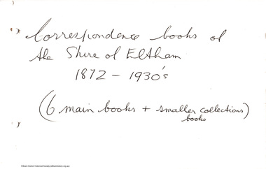 Document - Folder, Notes from Shire of Eltham Correspondence 1912-1979, 1999