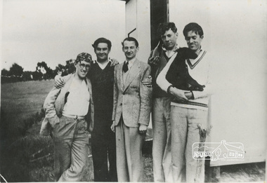 Photograph - Black and White Print, Pee Wee Russell Band outside the Bald Headed Manor, John Street, Eltham, 1938