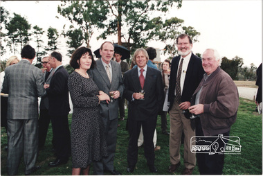 Photograph, L-R: Christine and Ian Jelbart, Robert Marshall, John Graves and Graeme Gunn at the launch of the Kinloch Gardens development, 93 Arthur Street, Eltham, April 1998