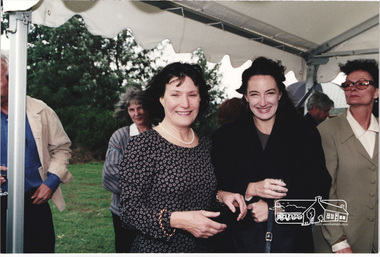 Photograph, Christine Jelbart (left) with two unknown women at the launch of the Kinloch Gardens development, 93 Arthur Street, Eltham, April 1998