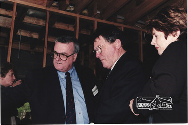 Photograph, Tom Higginbottom (left) at the launch of the Kinloch Gardens development, 93 Arthur Street, Eltham, April 1998, April 1998