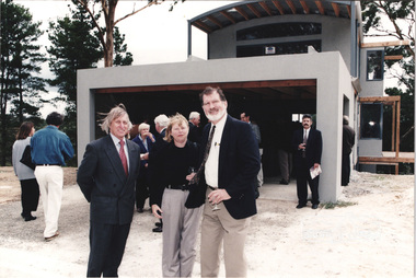 Photograph, Robert Marshall (left) with Jenny and John Graves at the launch of the Kinloch Gardens development, 93 Arthur Street, Eltham, April 1998