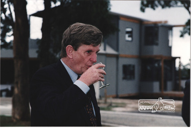 Photograph, Planning Minister Rob Maclellan at the launch of the Kinloch Gardens development, 93 Arthur Street, Eltham, April 1998
